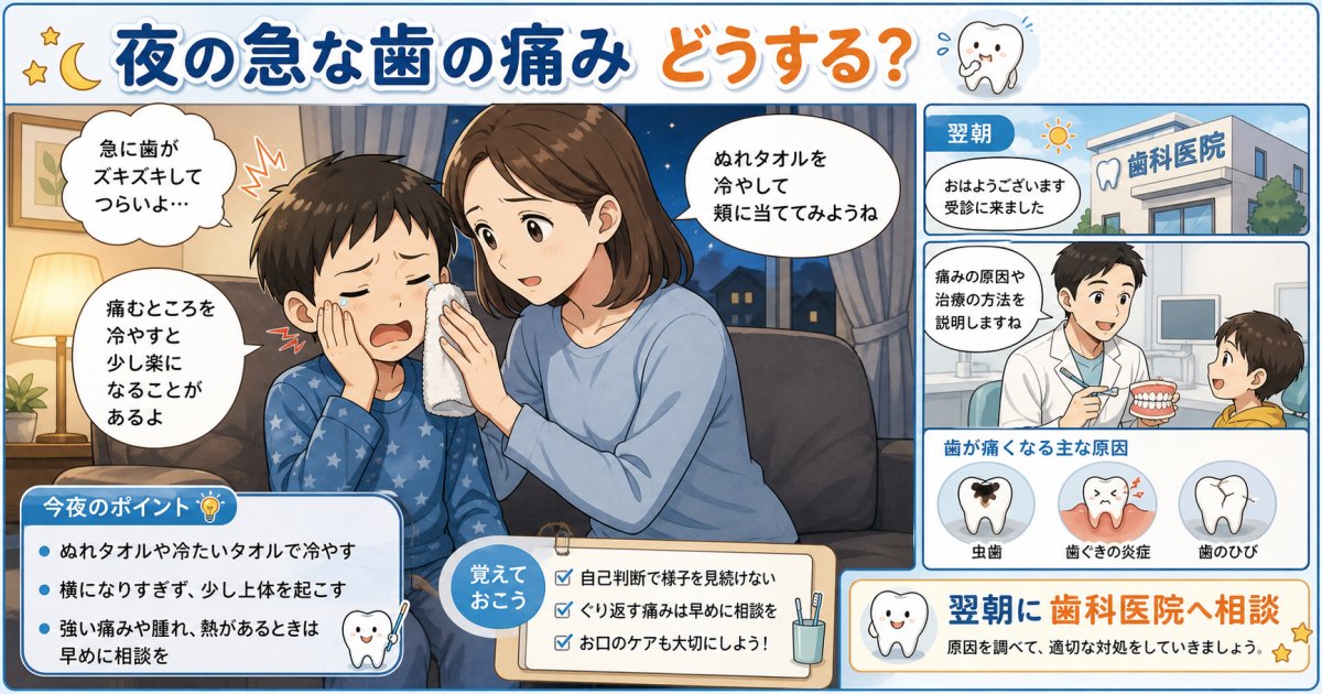 子どもの夜間の急な歯痛に！自宅での対処法と受診タイミングの目安
