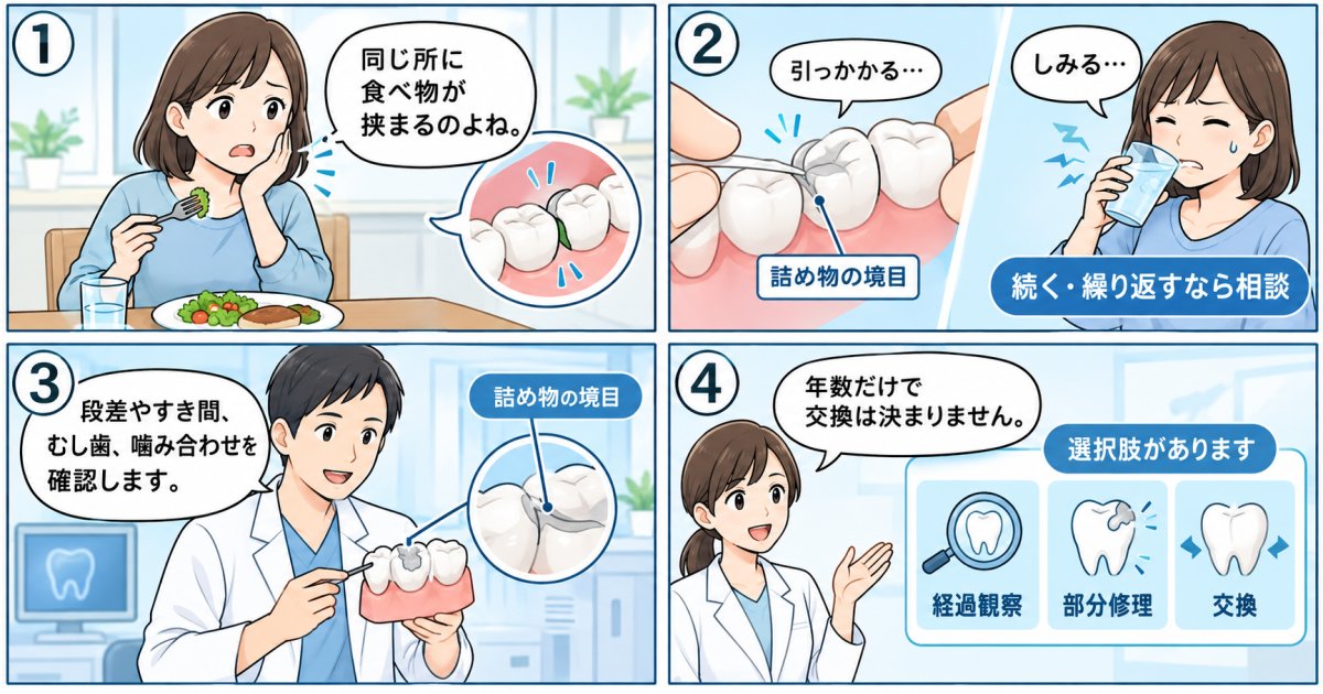 古い詰め物で食べ物が挟まりしみる？受診のサインと放置の影響